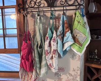 Aprons, tea towels & iron rack