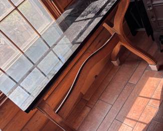 ice cream table with black glass top