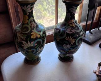 Pair Cloisonné vases