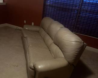 Leather reclining sofa on both ends