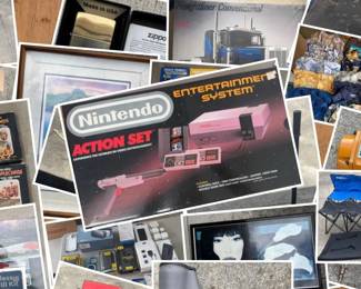 KANEOHE KOOL STUFF CTBids Online Auction • Bidding Ends 09/25/25 • Pickup 09/27/25
Once in a great while, we have the privilege of lotting kool, vintage,
collectible and hard to find awesome stuff and this auction is full of them! You'll find vintage video game systems and boxed games in awesome condition, including a boxed NES Action Set and Max Controller, vintage
NES video games in boxes, including a rare unauthorized Tetris for NES,
power and hand tools, electronic devices, vintage art, Zippo lighters
still in boxes, vintage die-cast cars still sealed, mystery home goods,
collectible POGS, vintage model boats, computer parts and accessories, vintage model car sets, new in boxes, vintage aloha shirts, CDs, kitchengoods, collectibles and so much more!