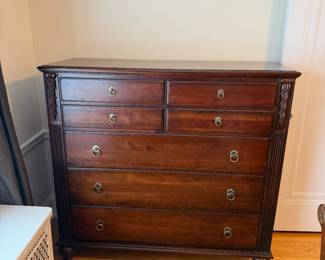 $4000 - picture 2 of 4- Ethan Allen British Classics Bedroom Set - King sleigh bed, 2 large nightstands, large dresser, custom upholstered stool, rug included, 2 lamps included. Not included: bedding, mattress, box spring