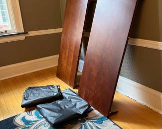 $500 - picture 2 of 2. Solid wood dining table and 6 upholstered chairs - comes with 2 extra leaves. Rug available for $50