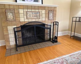 $50 - Iron fireplace screen and tools