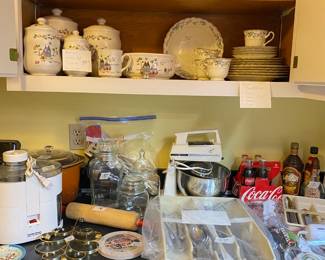 Heartland, Sunbeam, vintage glasses and kitchen ware.  Neat old liquor bottles.