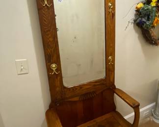 Antique Hall Tree. Heavy. Nice piece with storage.