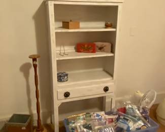 Hand made shelf; hand turned wood pieces. Craft items you won't believe.