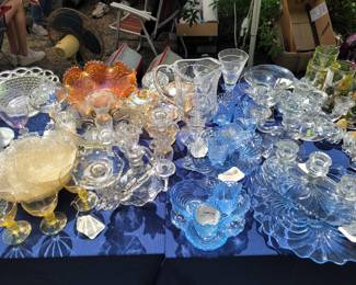 various depression glass items
