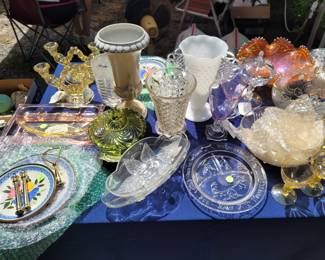 more depression glass and decorative glass