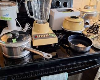 Ice Shaver,  Blender, Toaster, Fondue Pot and Pans