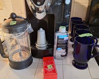 iCoffee Maker, French Press, Cobalt Blue Coffee Mugs