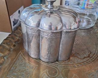 Silver Decanter on Brass Tray