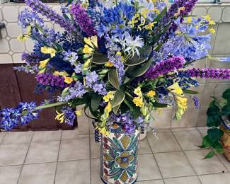 Beautiful Floral Arrangements in Decorative Hand Painted Terracotta Planters