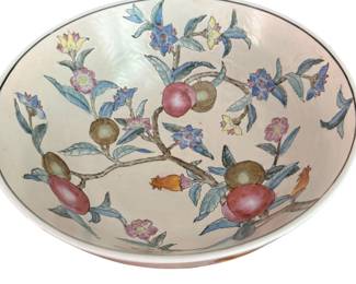 Vintage Porcelain Chinese Oriental Hand Painted Glazed Fruit Blossom Bowl. 