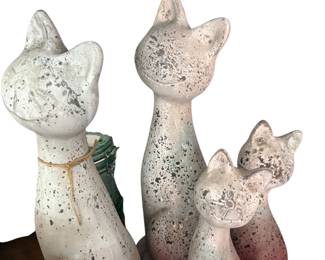 CATS Michael Carr Designs™ Old World Tall Statues Collection Cat Family Natural Stone with specs color. 