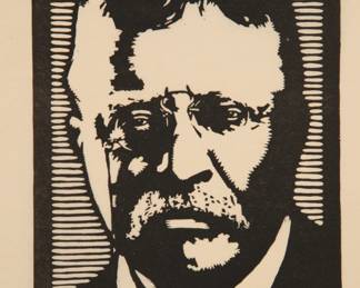 Signed woodblock print of Theodore Roosevelt