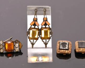 Victorian earrings, brooch, intaglio cuff links