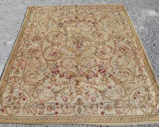 ANTIQUE FRENCH AUBUSSON NEEDLEPOINT CARPET 9.5'