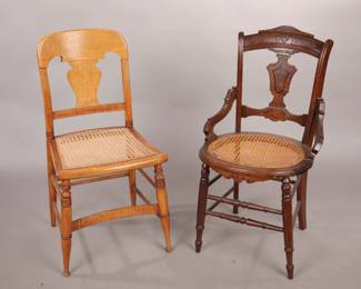 Antique Tiger Maple + Walnut Victorian chairs