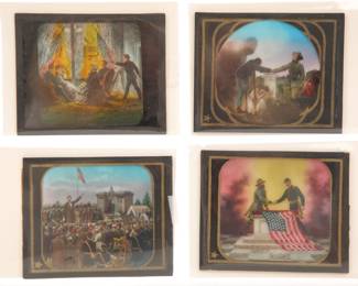 Antique post Civil War glass magic lantern slides: Lincoln's Assassination at Ford's Theater
