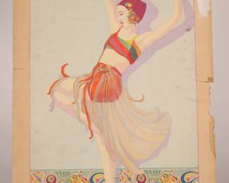KCAI Art Deco gouache painting Beryl Haley