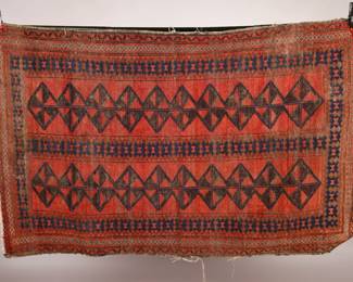 ANTIQUE PERSIAN CARPET HAND KNOTTED TURKMEN 42" X 68"