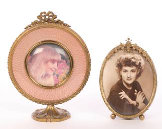 2 antique photo frames- guilloché enamel