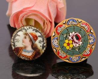 Victorian portrait & Italian micro-mosaic brooches