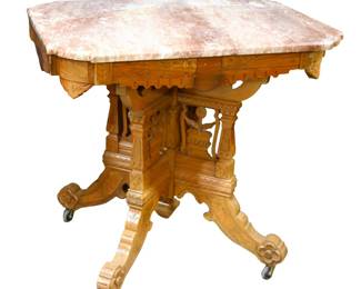 Victorian Eastlake Granite Top table