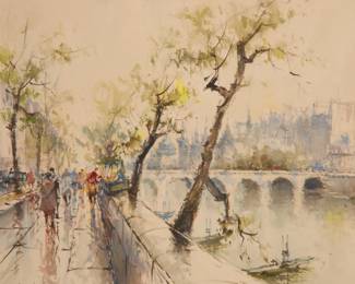 watercolor- French street scene