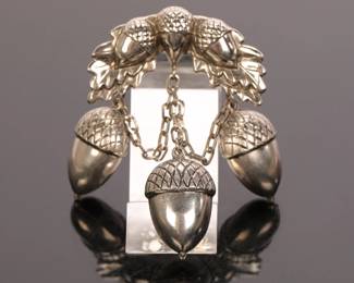 Antique Victorian sterling acorn brooch