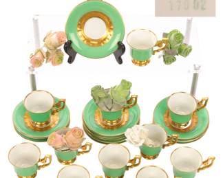 SELB ANTIQUE PORCELAIN 12 DEMI-TASSE CUPS/SAUCERS