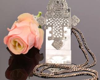 Sterling cross & necklace