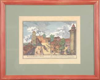 Antique color engraving Town of Nuremberg