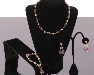 Czech glass necklace, bracelet, earrings