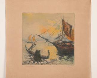 signed color etching