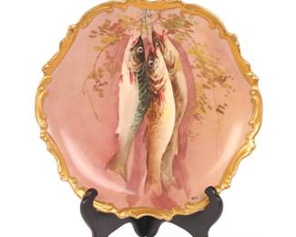 Antique French porcelain Fish plate