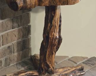 HAND MADE RUSTIC CABIN SIDE TABLE