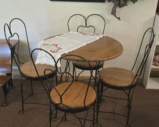 WROUGHT IRON ICE CREAM TABLE & CHAIRS