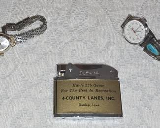 ADVERTISING LIGHTER & VINTAGE WATCHES