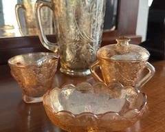 gold pitcher, cream, sugar and butter