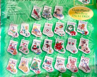 Bucilla 12 set Tiny Stocking Ornament kit 