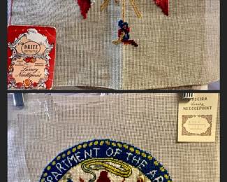 Vintage Dritz and Madeira Luxury Needlepoint pieces 
Army and Confederate Flags 