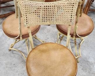 Faux Bamboo Aluminum Mid Century Modern Swivel Chairs