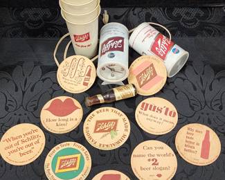 Schlitz coasters, many available! Schlitz openers, clock, and radio, 