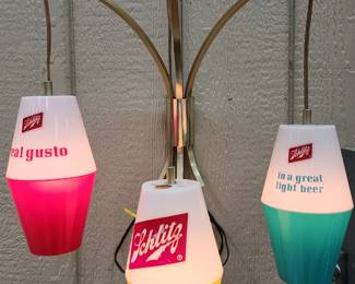 Schlitz beer hanging triple swag  sconce light