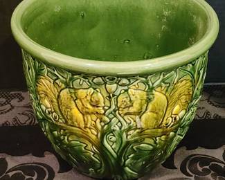 Squirrel Majolica Style Jardinière 