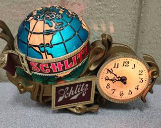 Schlitz Globe Clock Cash Register Sign