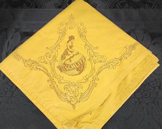 Schlitz printed tablecloth