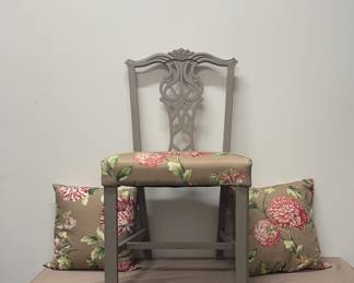 Taupe Chair With Matching Pillows